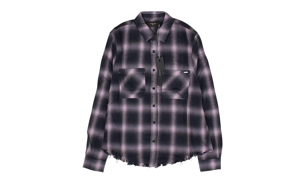 Black And White Shadow Plaid Shirt "Black and Lavender" AMR XTPS 0225