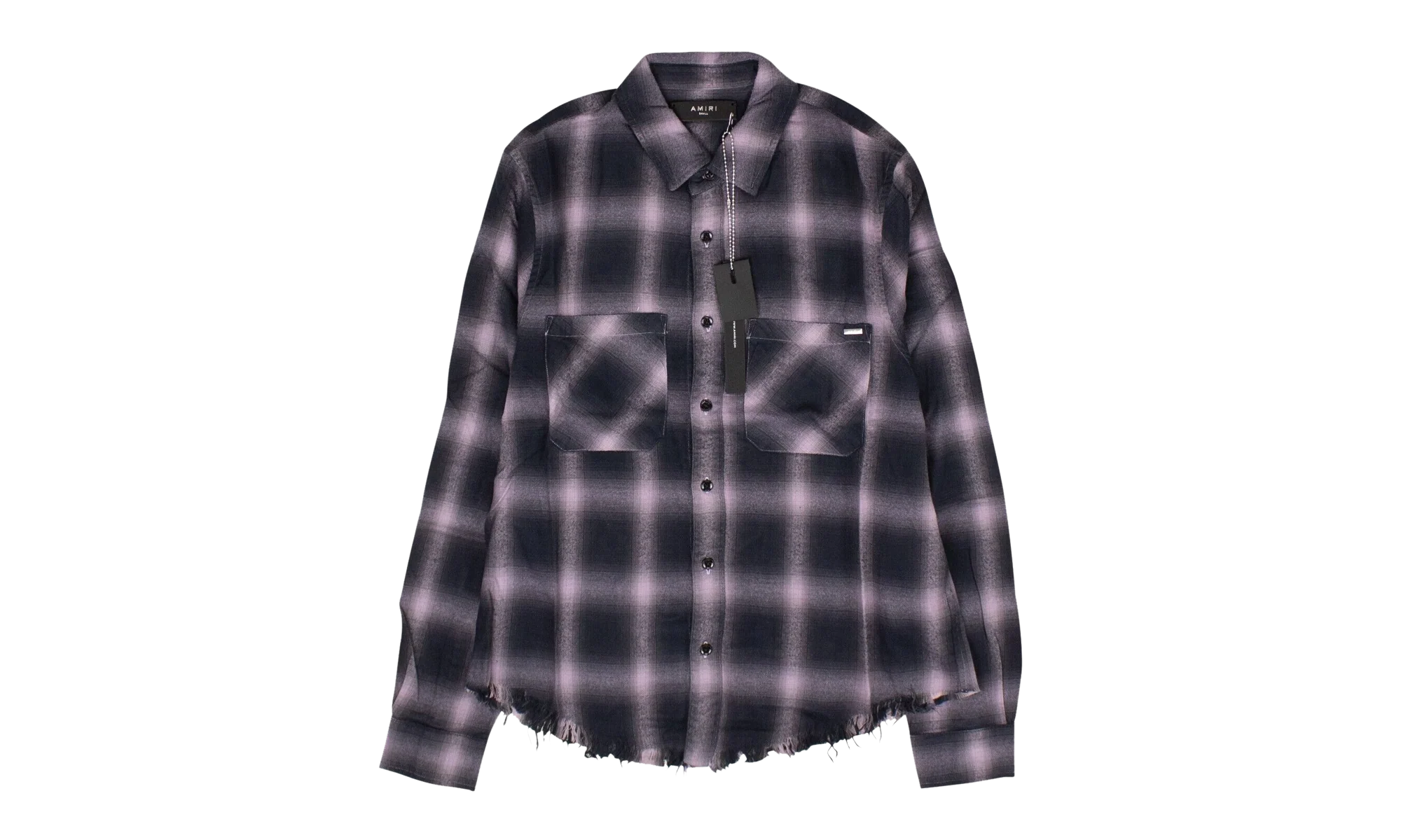 Black And White Shadow Plaid Shirt "Black and Lavender" AMR XTPS 0225
