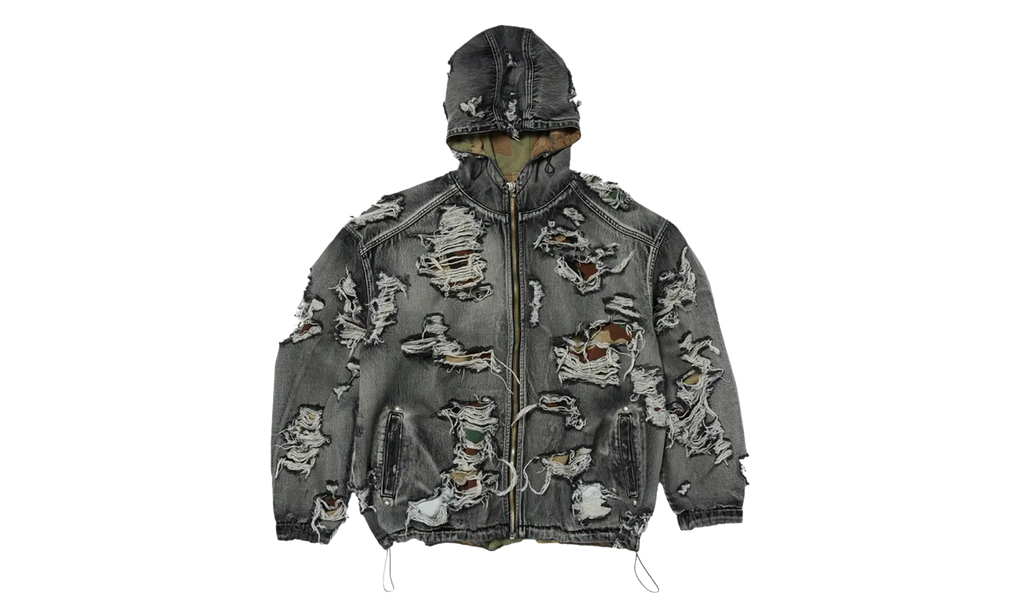 Hell Denim Camo Zip-Up Hoodie "Black" TC25JK2302