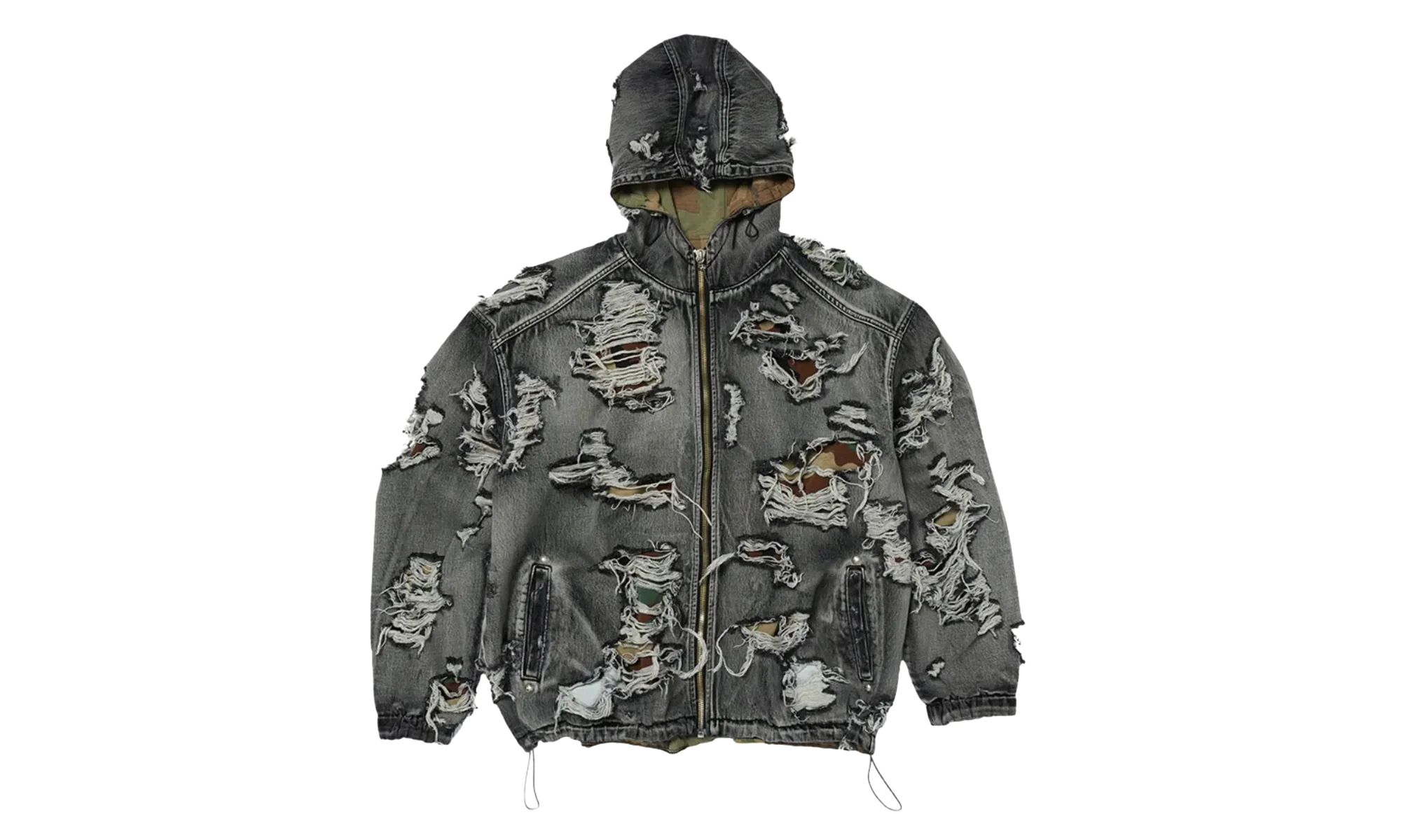 Hell Denim Camo Zip-Up Hoodie "Black" TC25JK2302