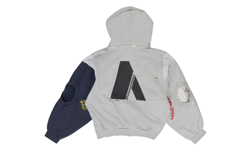 Reconstructed Zip Hoodie "Grey Melange" PI00007