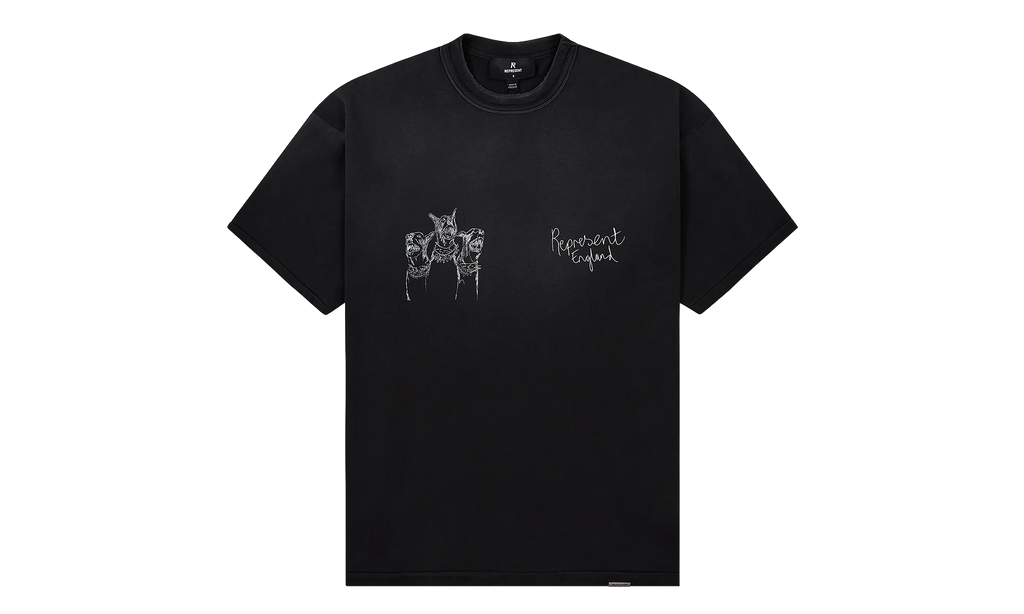 Hand Drawn Thoroughbred Dogs Tee "Aged Black" MLM100383 03