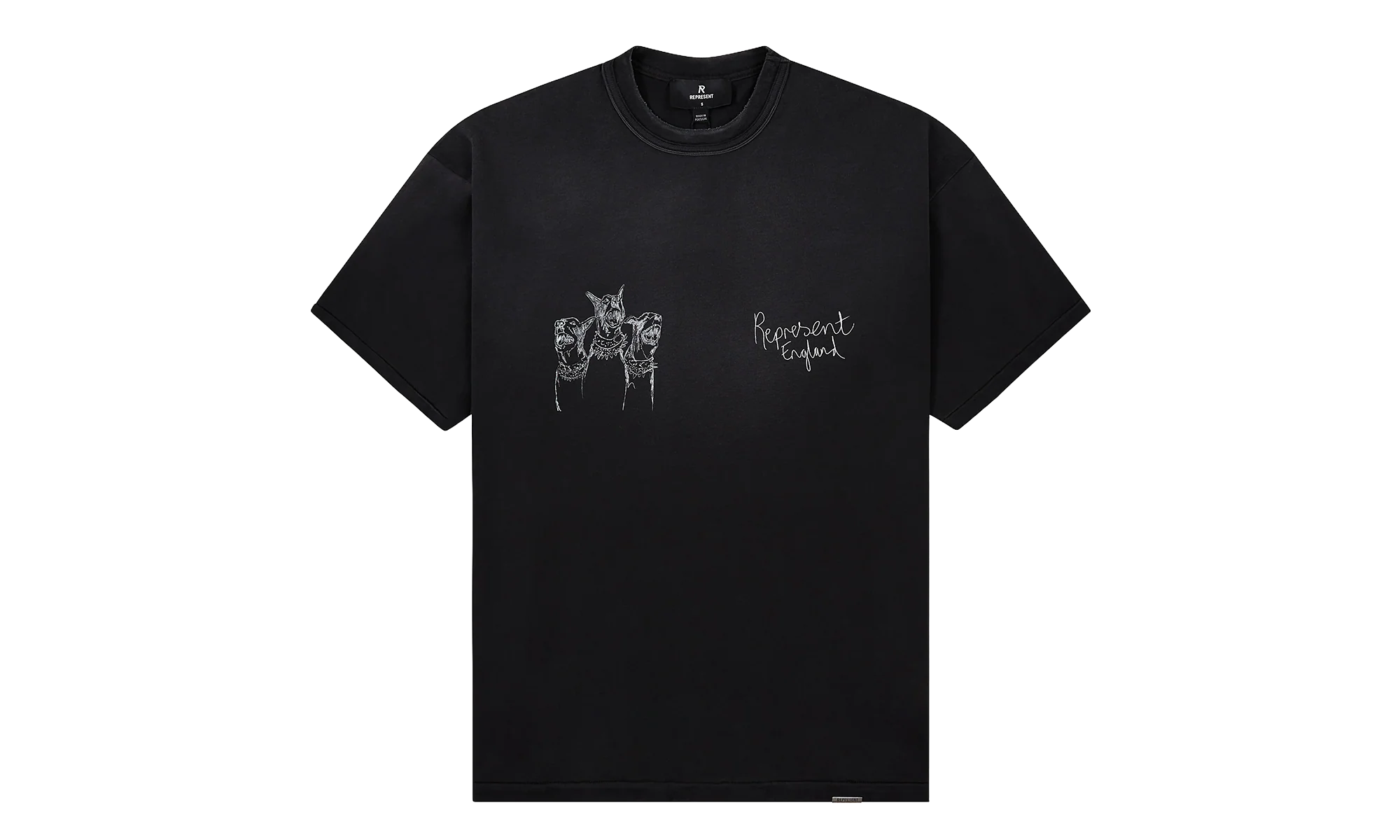 Hand Drawn Thoroughbred Dogs Tee "Aged Black" MLM100383 03