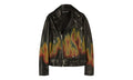 Burning Perfecto Logo Leather Jacket "Black" PMJG007F22LEA0011001