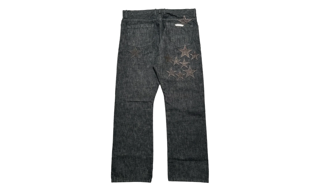 Leather Star Patch Denim Jeans "Washed Raw Denim Black" CHRM1109