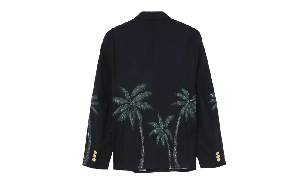 Printed double breast blazer "Black" PMEN023S23FAB0024655