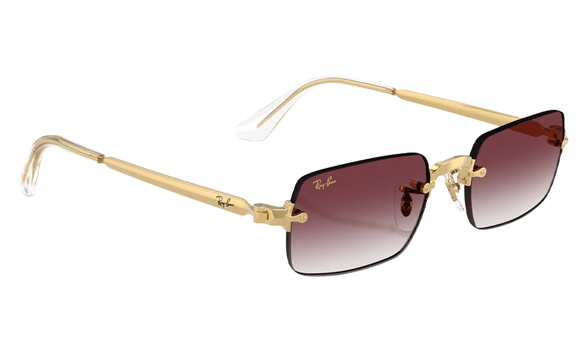 Ray-Ban Rimless "A$AP Rocky - Polished Arista Gold with Clear Gradient Dark Violet Lens" RB3928 001 8H