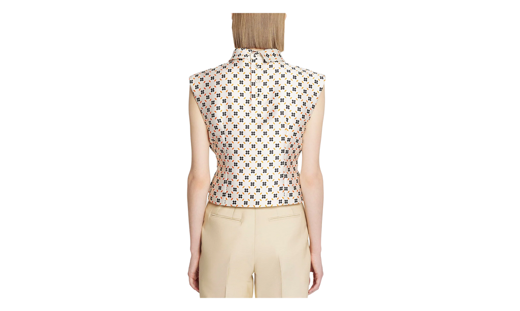 PATTERNED SLEEVELESS CROPPED TOP "CREAM" RW TO0305 5683 E23 002