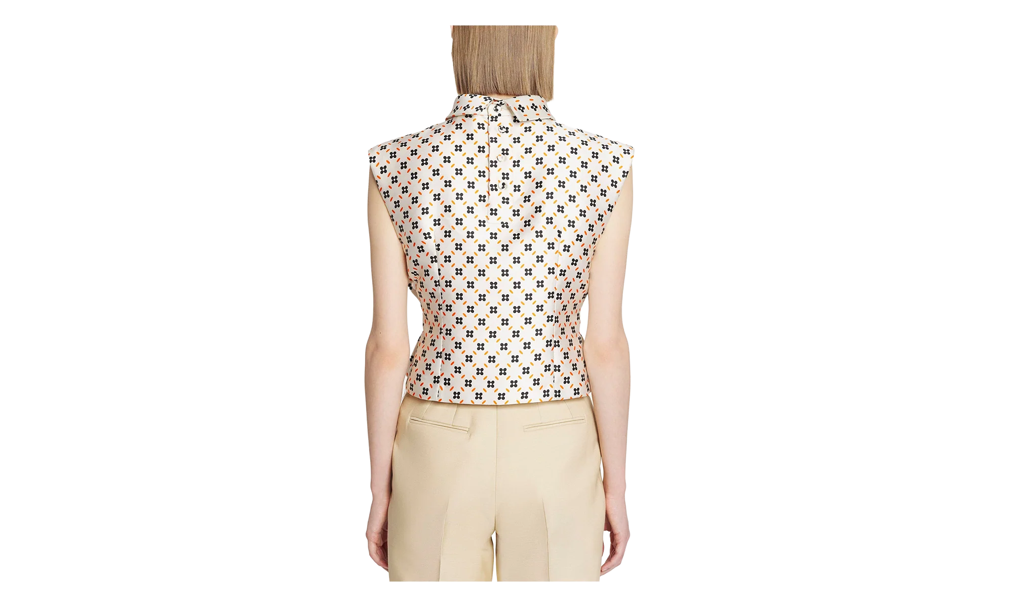PATTERNED SLEEVELESS CROPPED TOP "CREAM" RW TO0305 5683 E23 002