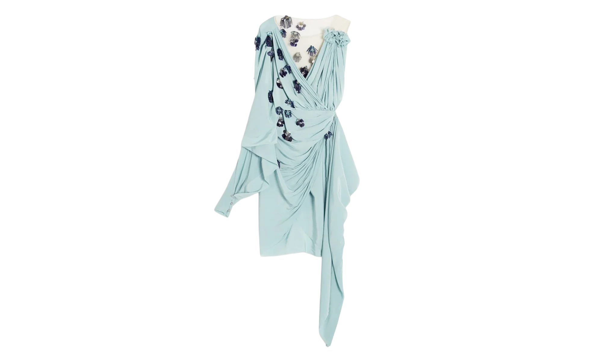 DRAPED EMBROIDERED DRESS "MENTHE" RW DR9022 4778 E22 421