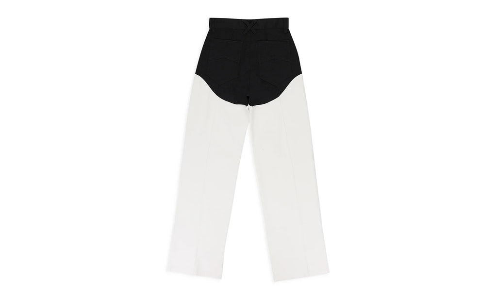 CUT OUT MOTO STRAIGHT PANTS "BLACK/WHITE" RHSS22PA003131190119