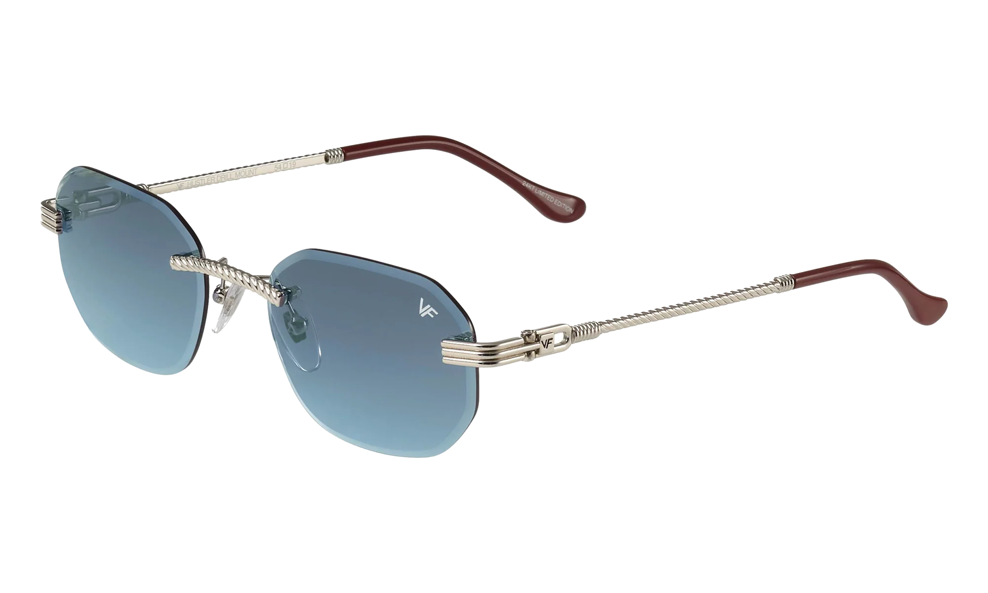 Hustler Rimless Drill Mount 24KT "White Gold / Grape Blue" DMHU2 0053 42A7