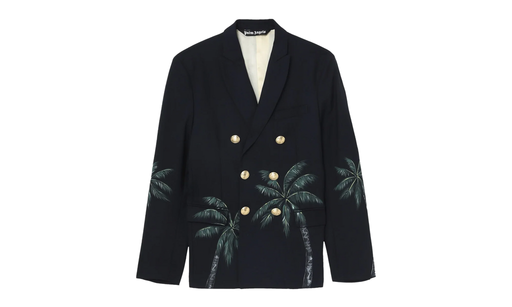 Printed double breast blazer "Black" PMEN023S23FAB0024655