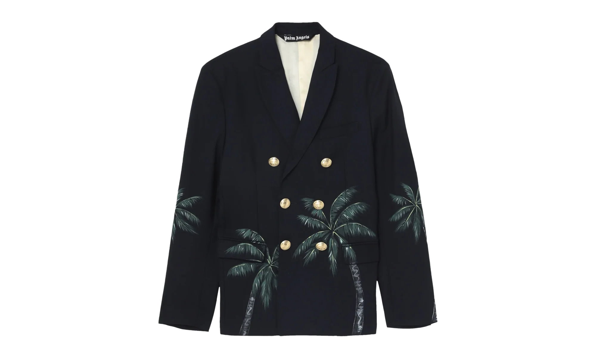 Printed double breast blazer "Black" PMEN023S23FAB0024655