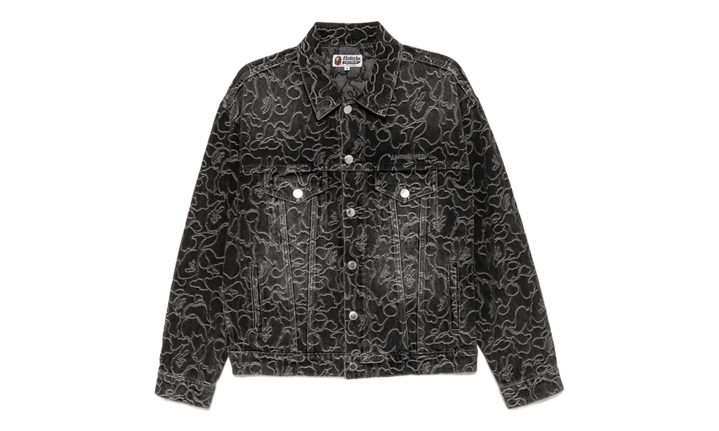 Line Camo Jacquard 13oz Denim Jacket "Grey" 001LJK801326M