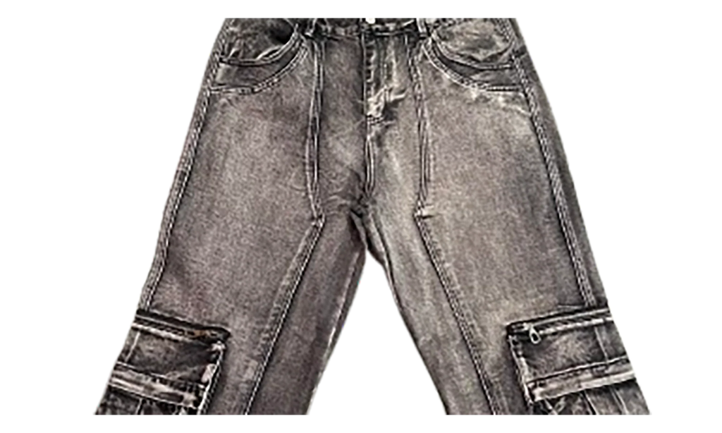 Double Knee Cargo Denim Pants "Black" VAL163