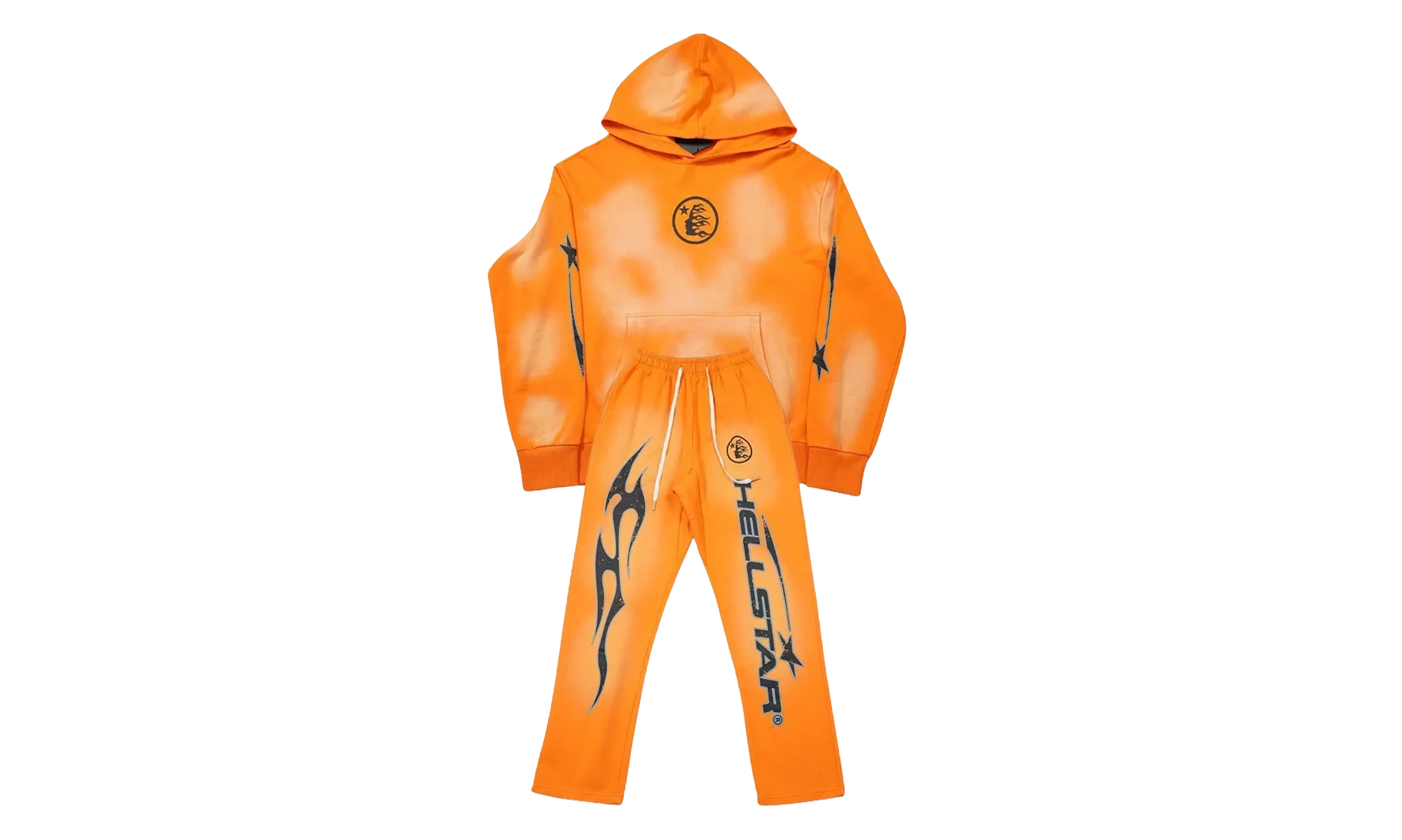 Fire Hoodie with Flare Bottom Sweatpants (Full Set) "Orange" HSR133