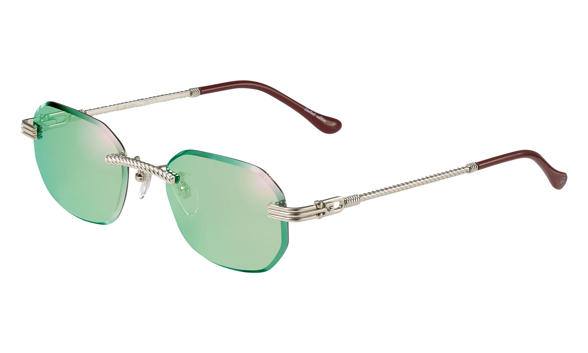 Hustler Rimless Drill Mount 24KT "White Gold / Powder Green Flash Purple" DMHU2 0050 44D2