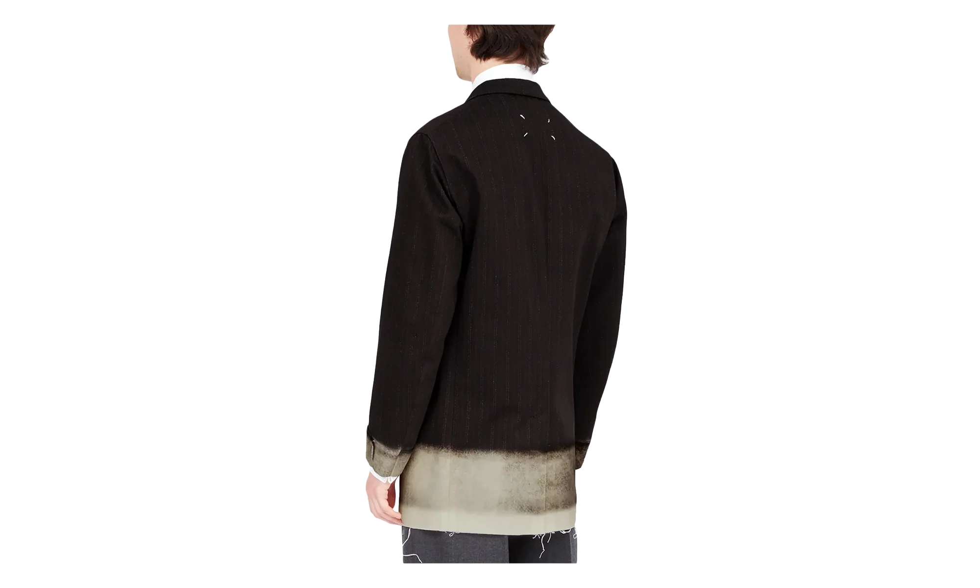 Pinstriped Trompe L'oeil Blazer with Gradient Hem "Black" S50BN0524M35012001S