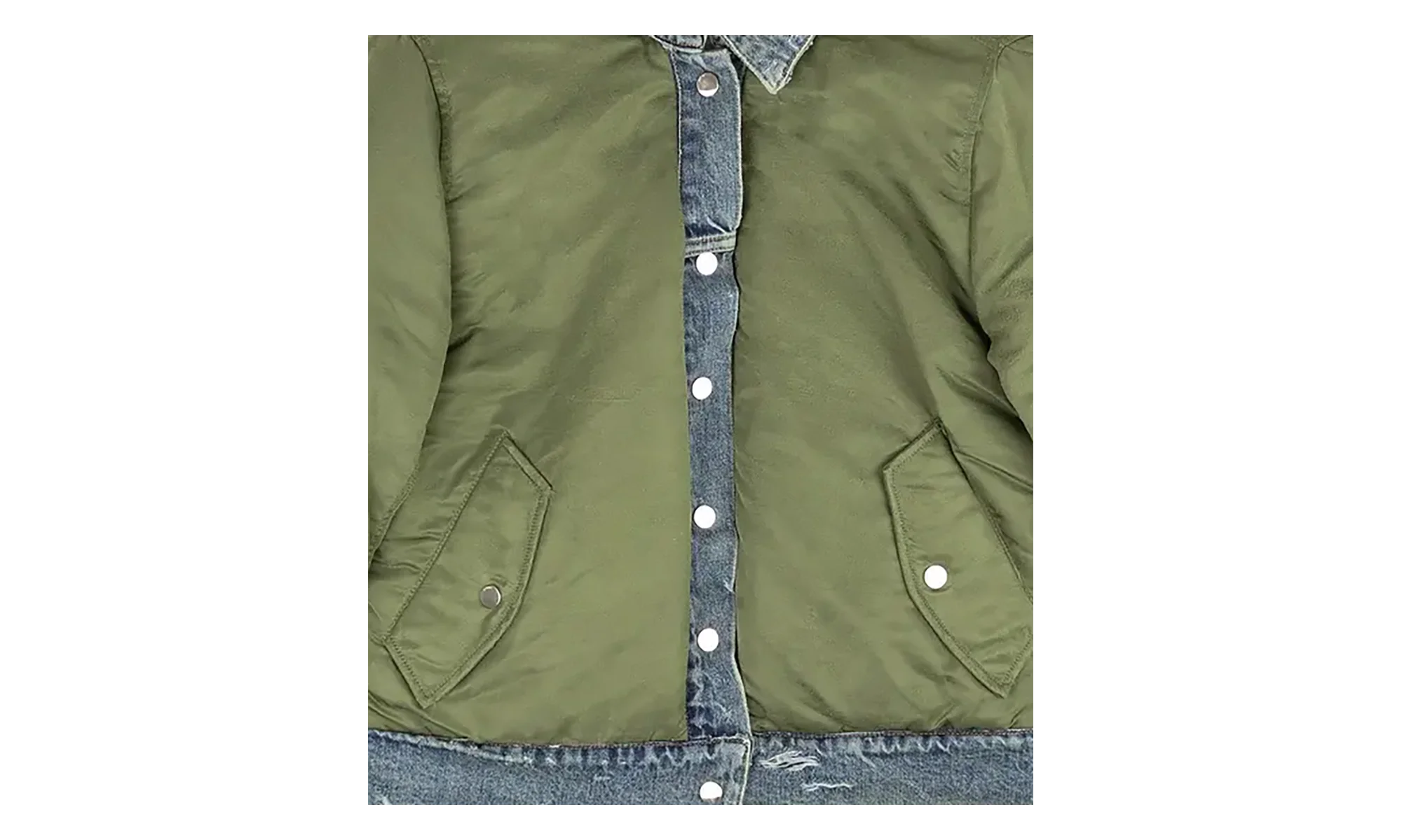 Reversible Denim Trucker Jacket "Indigo Olive Green" WORTB NYLINO BLUE