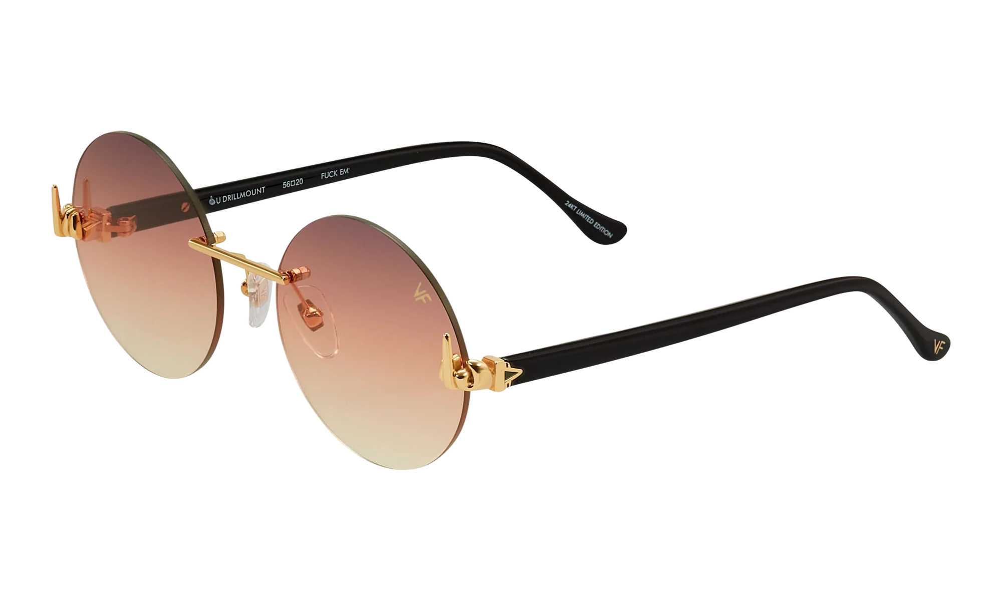 508 Rimless Drill Mount F.U. Edition 24KT "Yellow Gold / Black / Brown Triple Gradient" DMMF2 0007 16T5