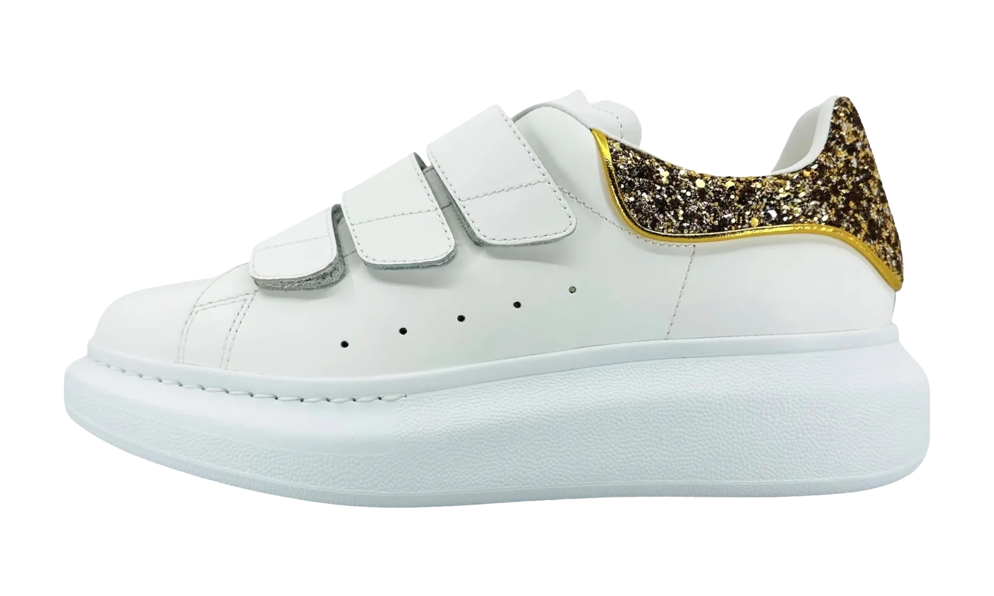 Larry Oversized Strap Sneaker Low Glitter "White Gold" 697106WIBNP9075