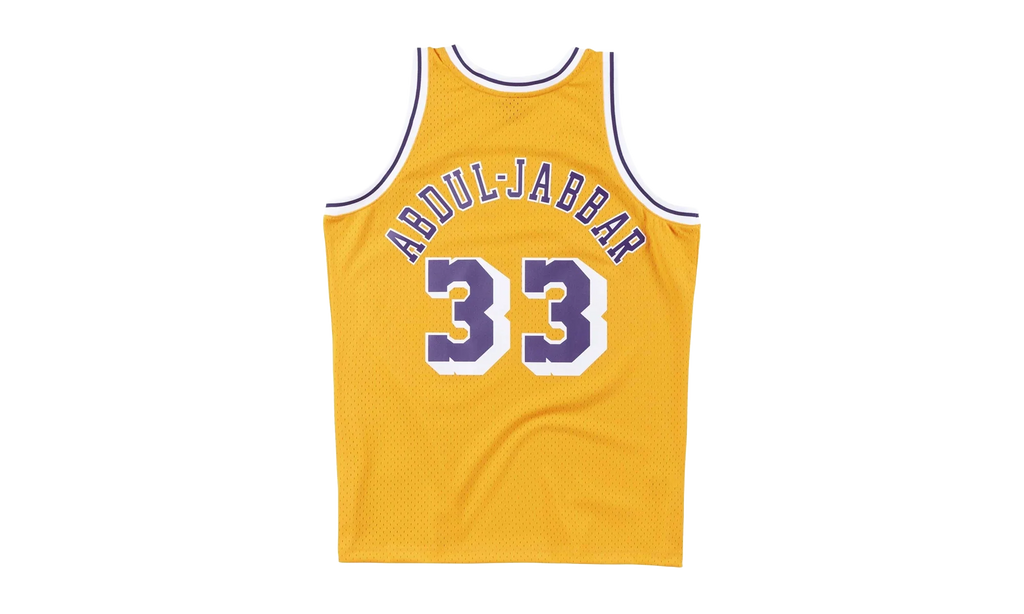 NBA Kareem Abdul-Jabbar Swingman Jersey "1984 Los Angeles Lakers - Light Gold" SMJYAC18110 LALLTGD84KAB