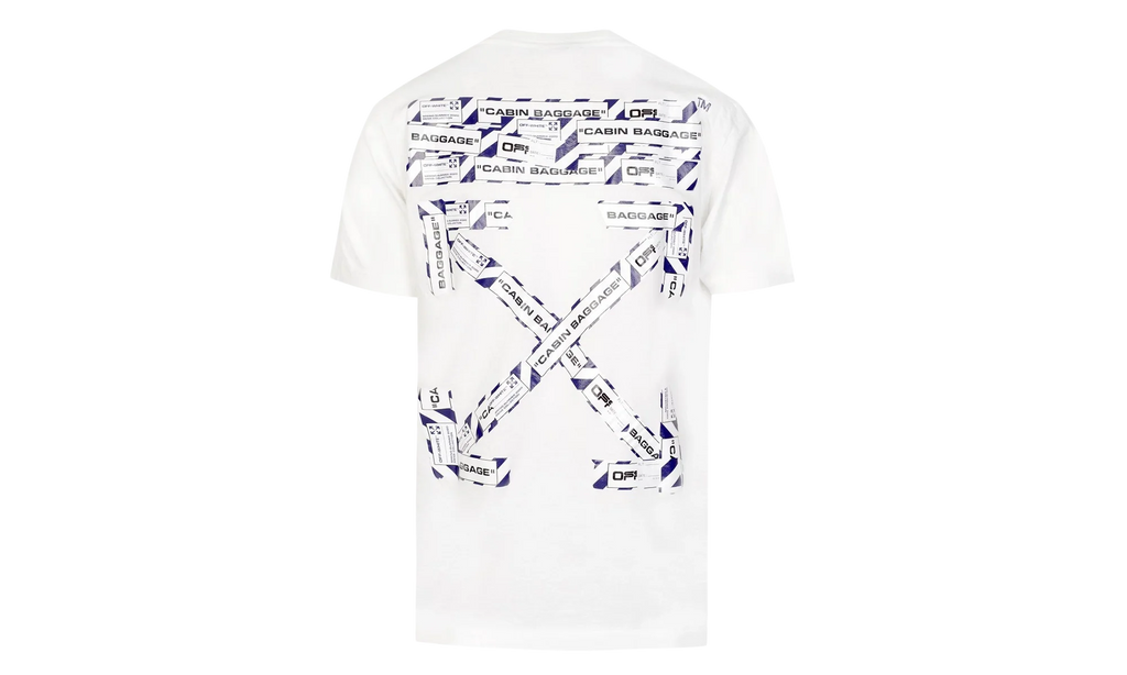 Slim Fit Airport Tape Print T-Shirt "White" OMAA027S201850030188