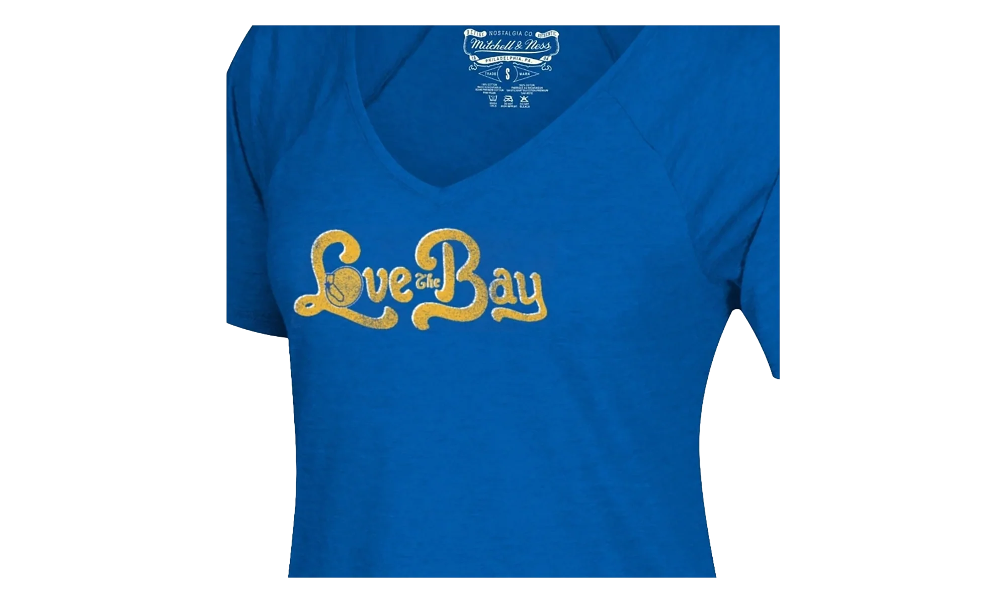 NBA Love The Bay V-Neck T-Shirt WMNS "Golden State Warriors - Royal" BWVTBA18253 GSWROYA