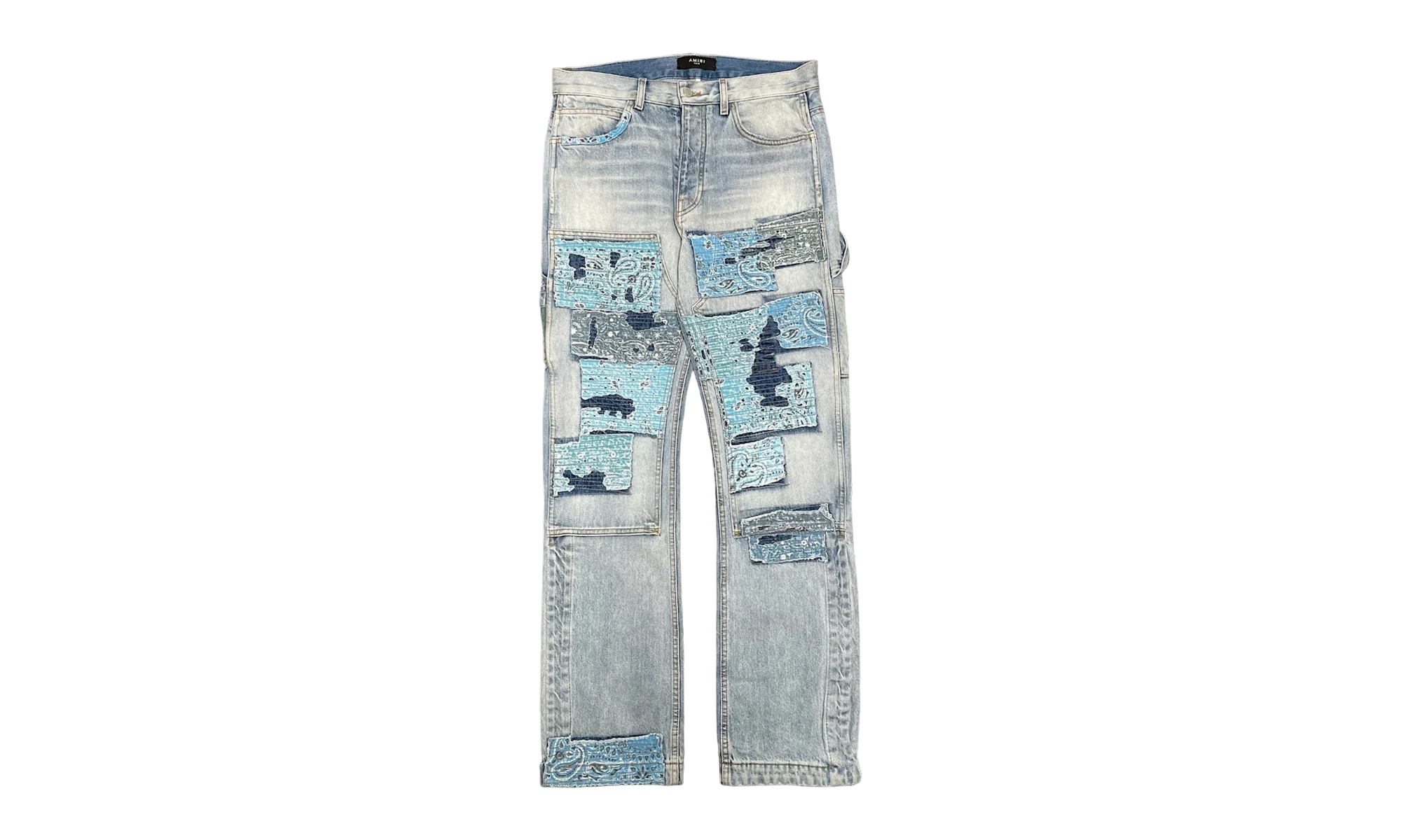 Patchwork Bandana Carpenter Jeans "Stone Indigo" AMIF MJ340