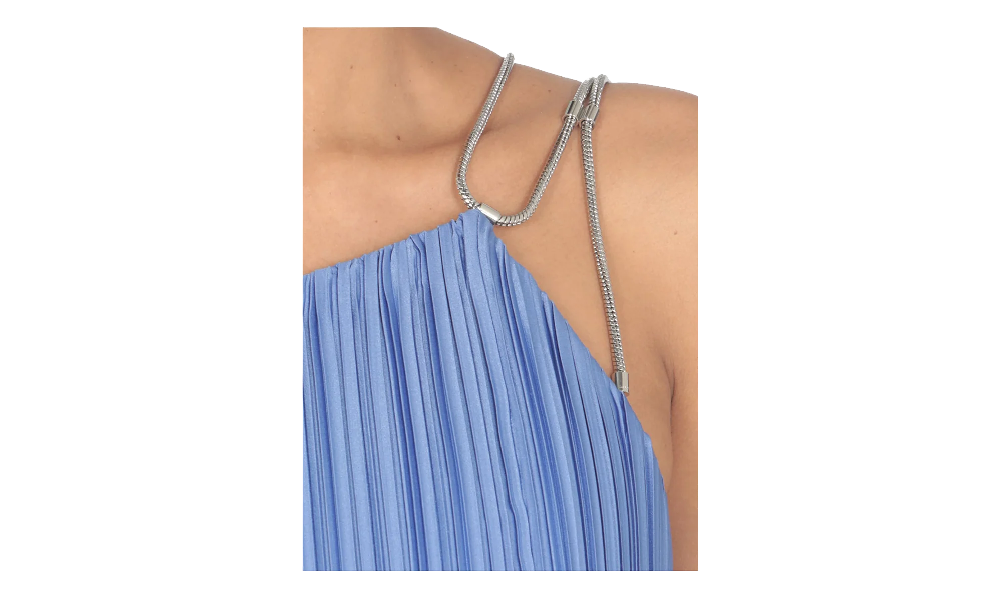 PLEATED ASYMMETRIC CASCADE DRESS "Light Blue" RW DR0011 5944 E24 166