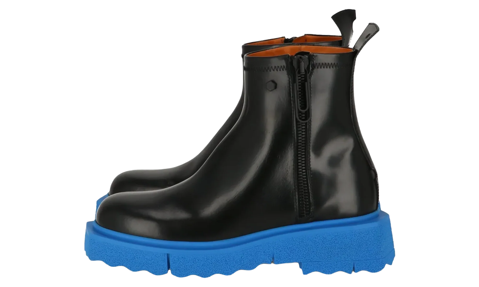 Leather Sponge Zip Boot "Black Blue" OMID004F22LEA0011045