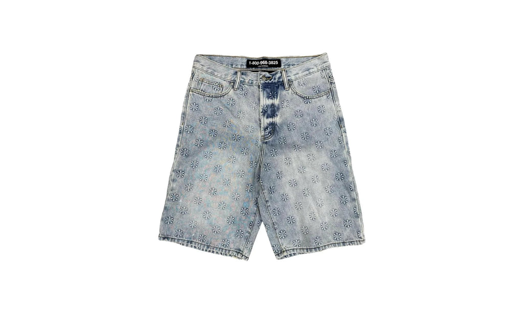 Embossed Jean Shorts "Blue" 10049734