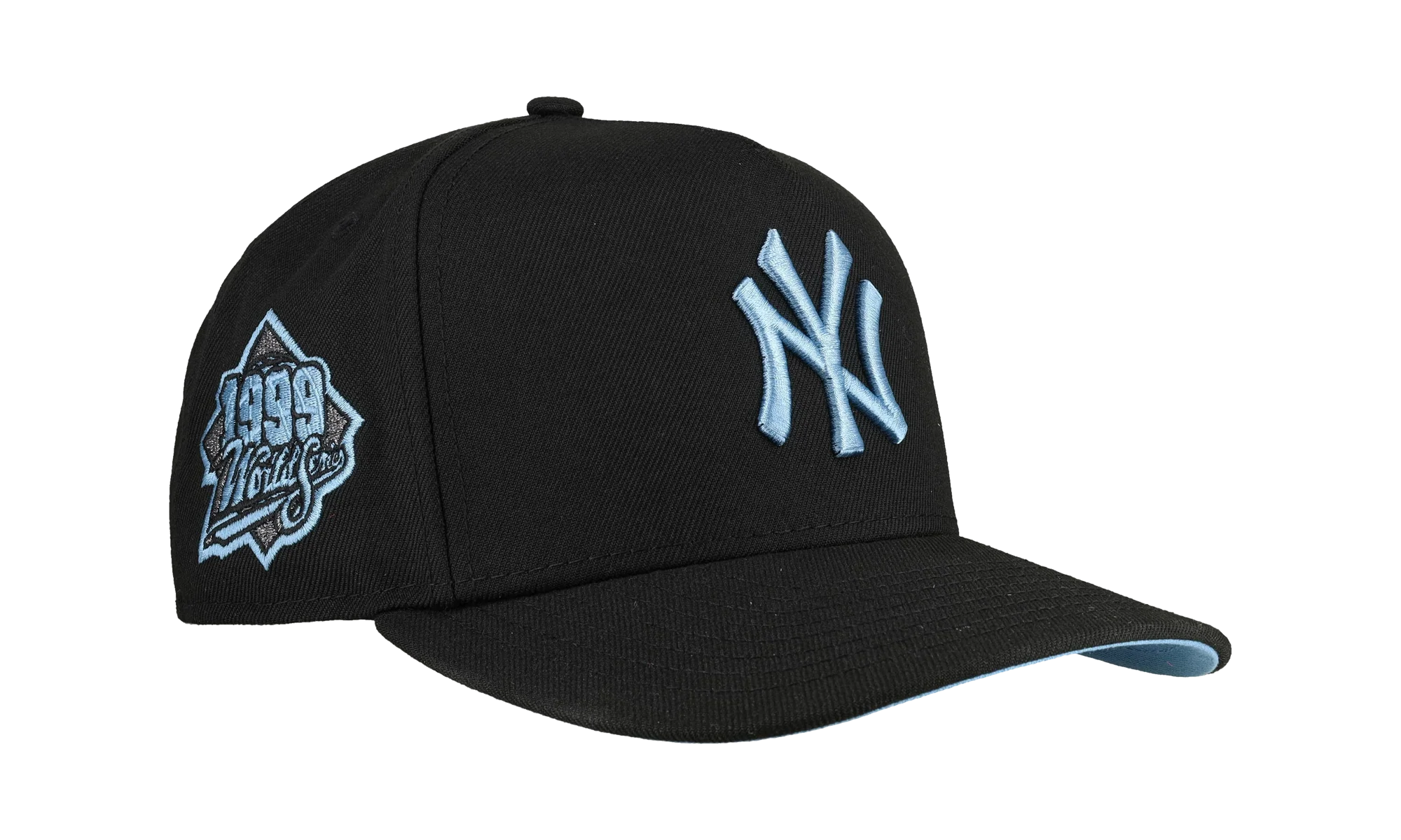 9FIFTY New York Yankees 1999 World Series A Frame Snapback Hat "Black / Ice Blue - Visor" NE258