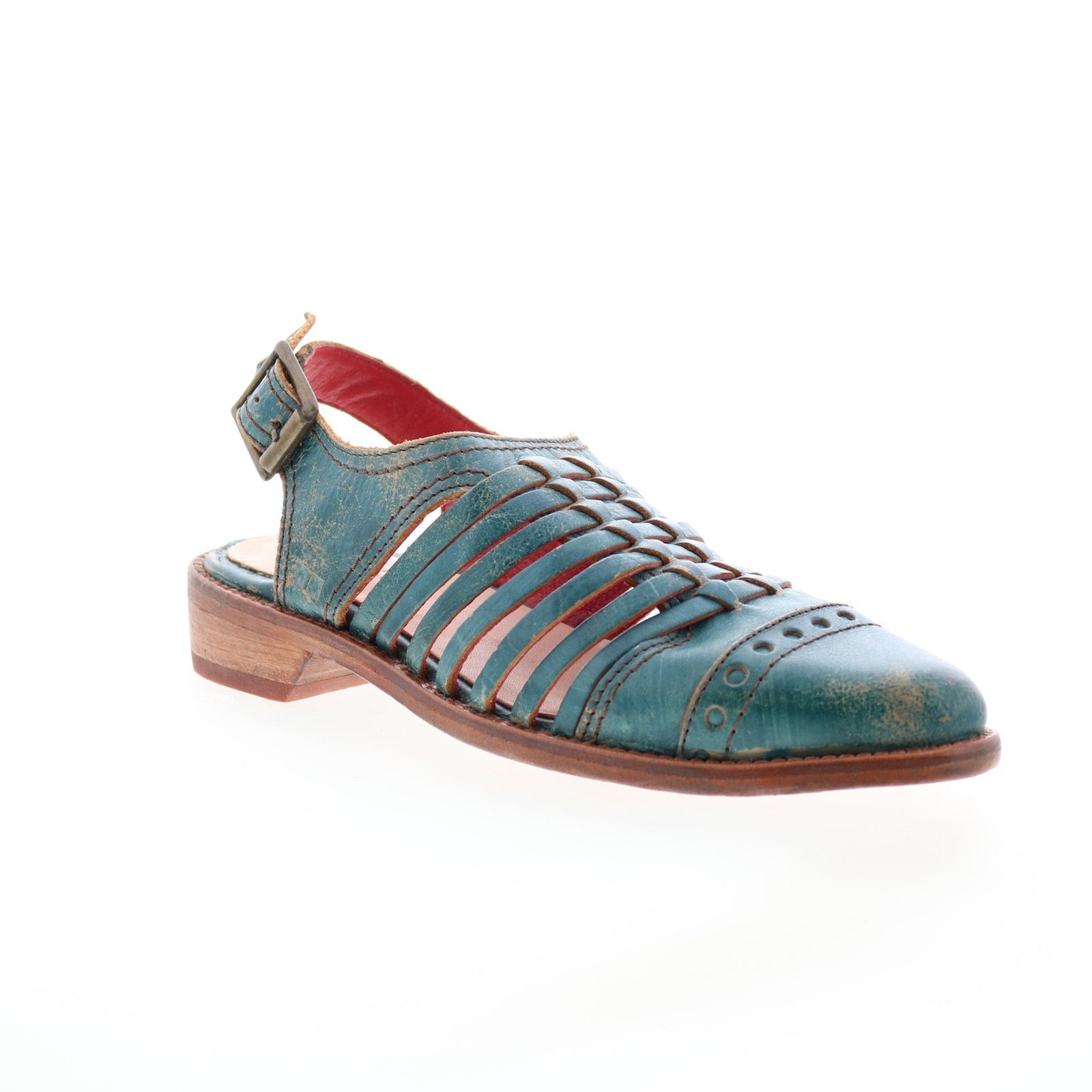 Bed Stu Kennya F373171 Womens Green Leather Slip On Slingback Flats Shoes