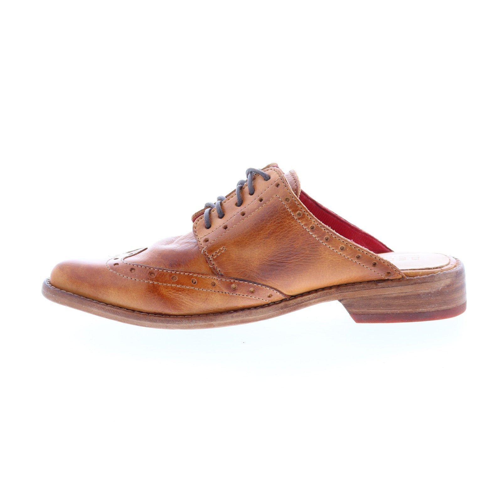 Bed Stu Mickie F373172 Womens Brown Leather Lace Up Mule Flats Shoes