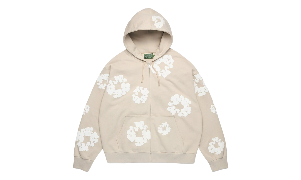 Cotton Wreath Zip Hoodie "Cream" DT613