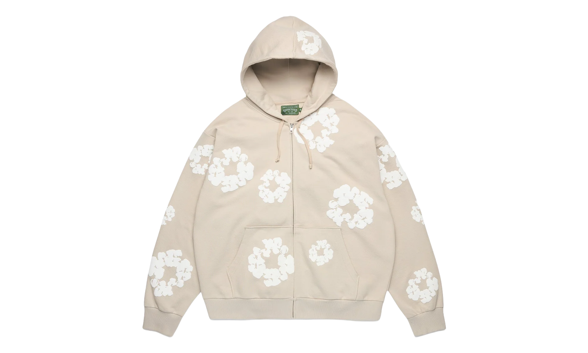 Cotton Wreath Zip Hoodie "Cream" DT613