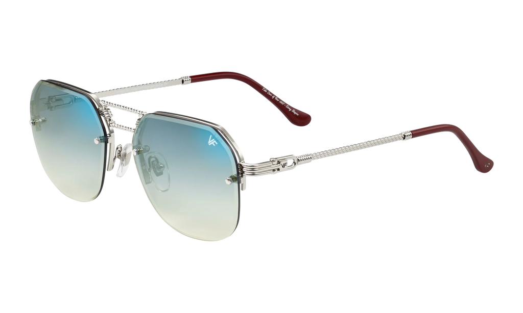 CEO Bevel Rimless Drill Mount 18KT "White Gold / Pastel Blue Flash Silver" DMCE2 0006 48A5