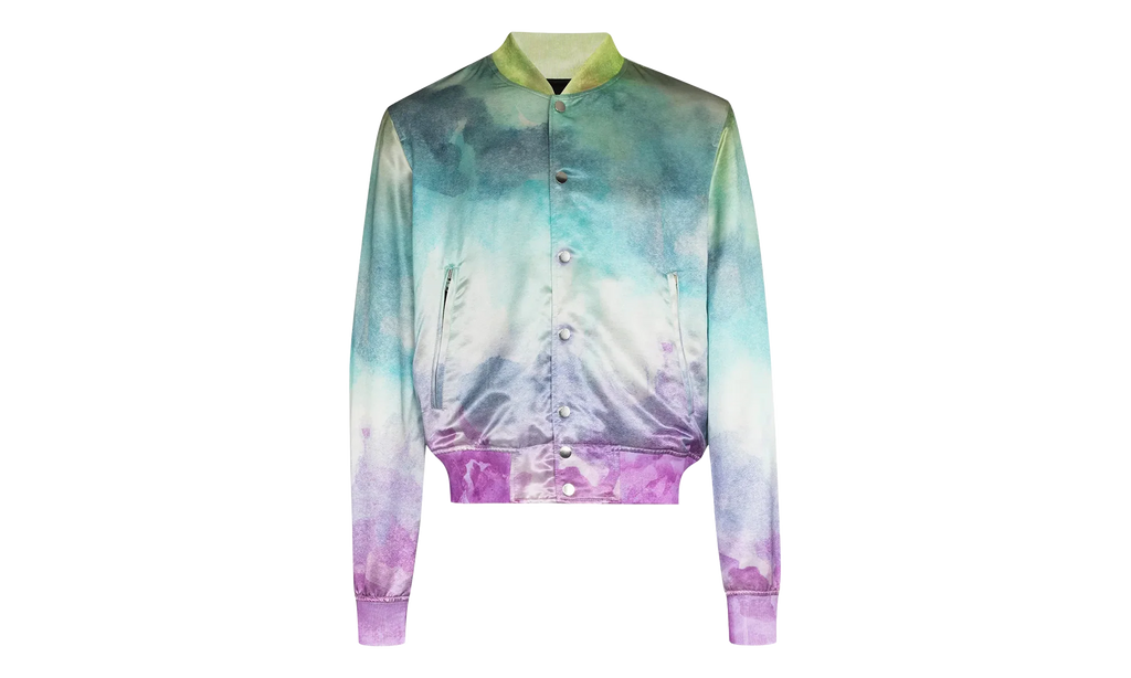Watercolor Print Silk Bomber Jacket "Multicolor" F0M04179VS MUL