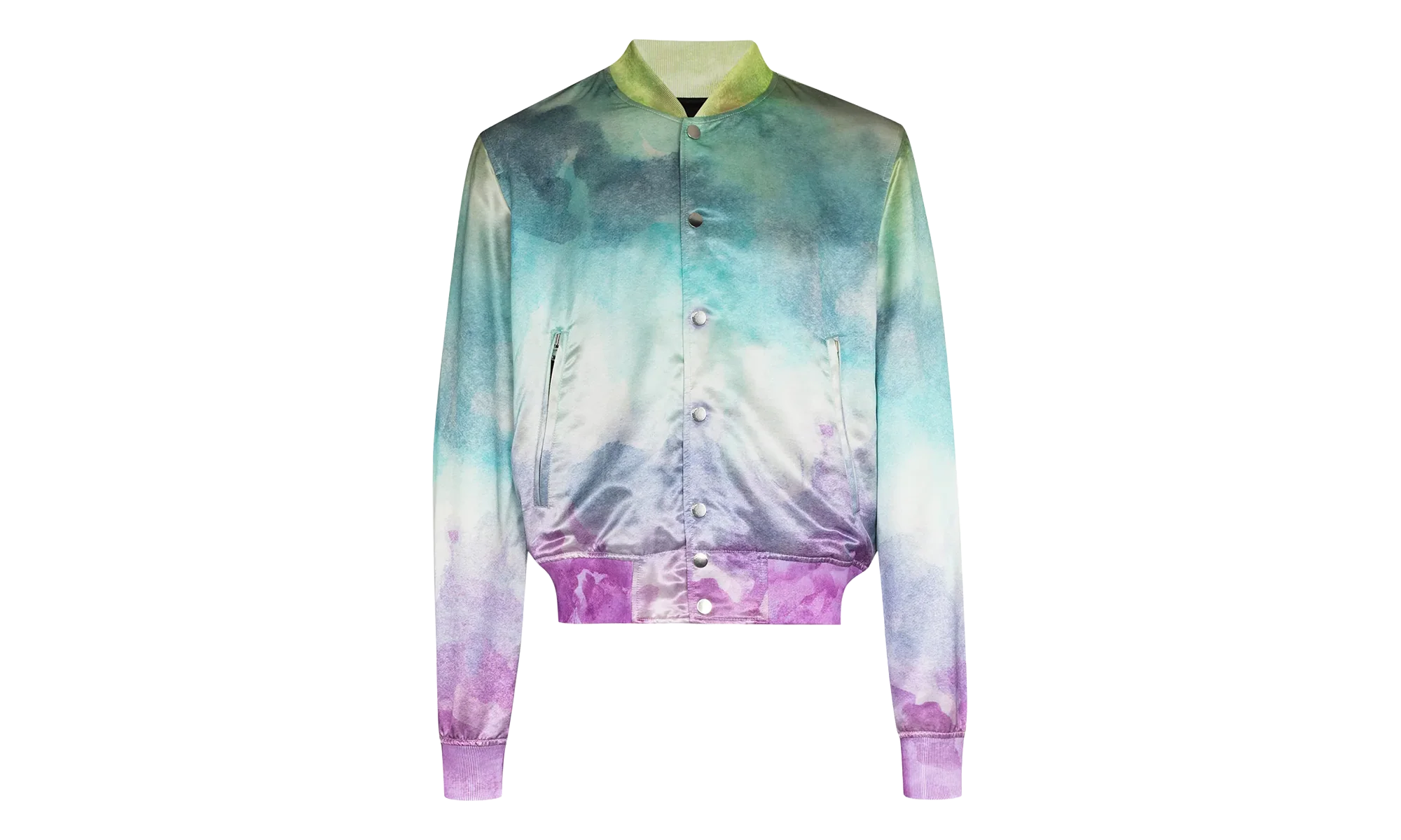 Watercolor Print Silk Bomber Jacket "Multicolor" F0M04179VS MUL
