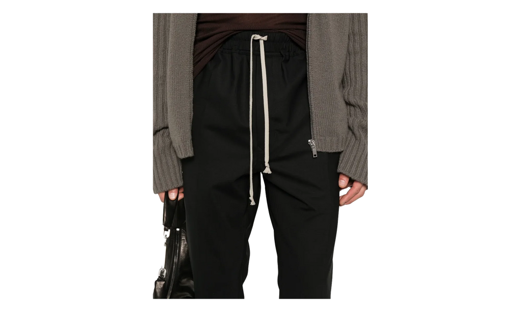Wool Drawstring Slim Long Pants "Black" RU02E1390 ZL 09