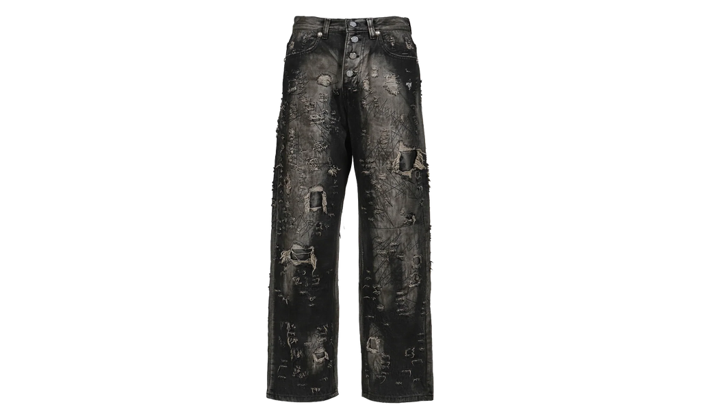 Hard-Washed Damaged Denim Pants "Black" TC25PT2002