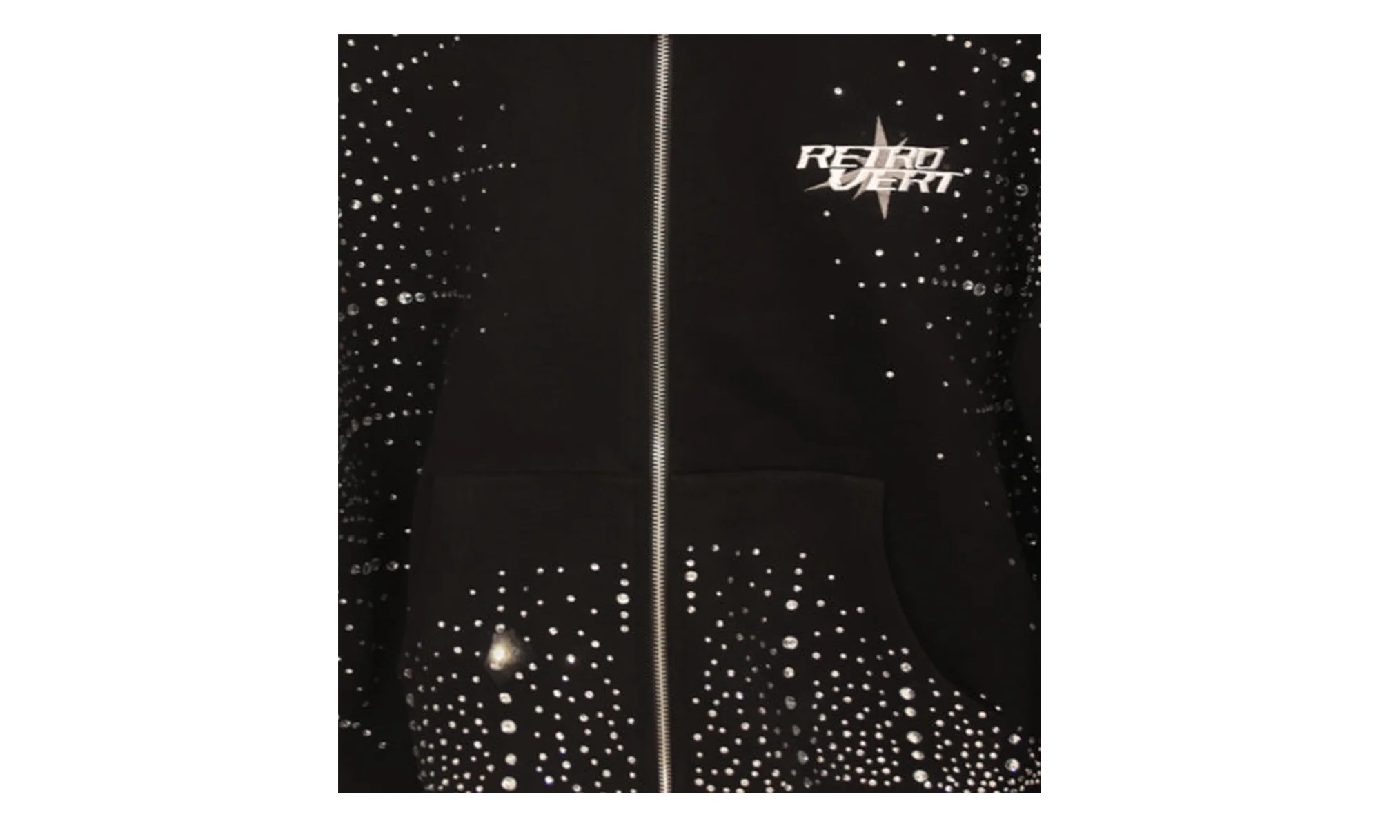 Rhinestone Zip Up Jacket "Black" RET028