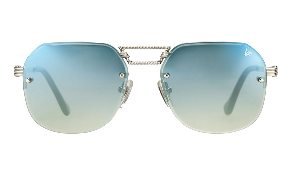 CEO Bevel Rimless Drill Mount 18KT "White Gold / Pastel Blue Flash Silver" DMCE2 0006 48A5