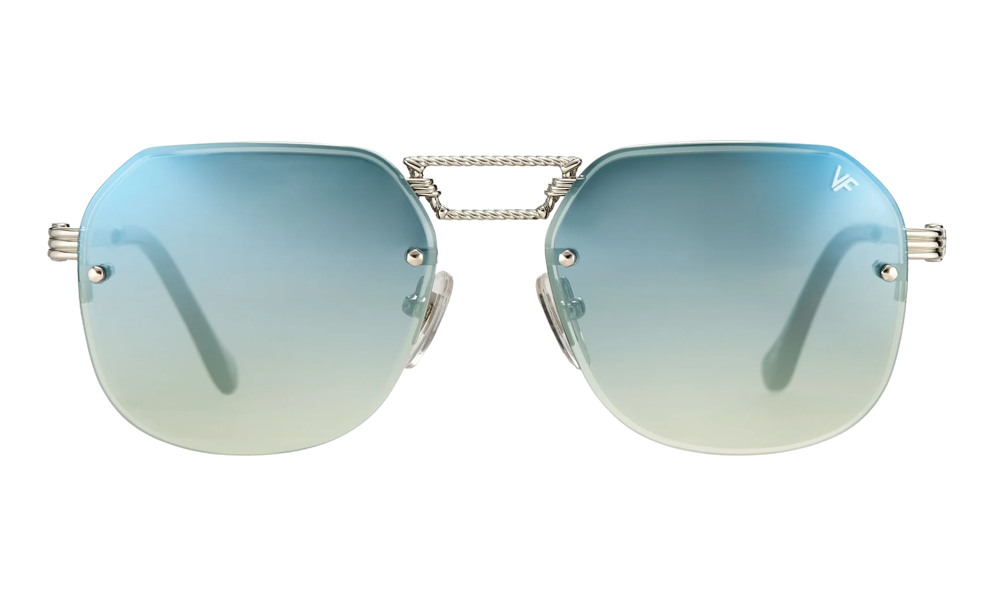CEO Bevel Rimless Drill Mount 18KT "White Gold / Pastel Blue Flash Silver" DMCE2 0006 48A5