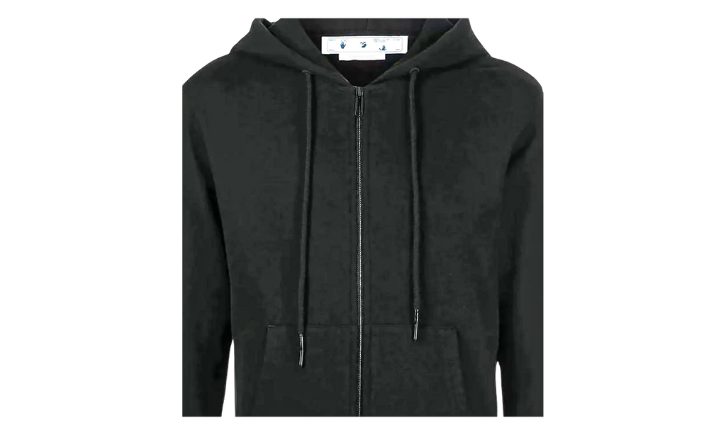 Diag Arrow Knit Zip Hoodie "Black / White" OMHA080C99KNI0011001