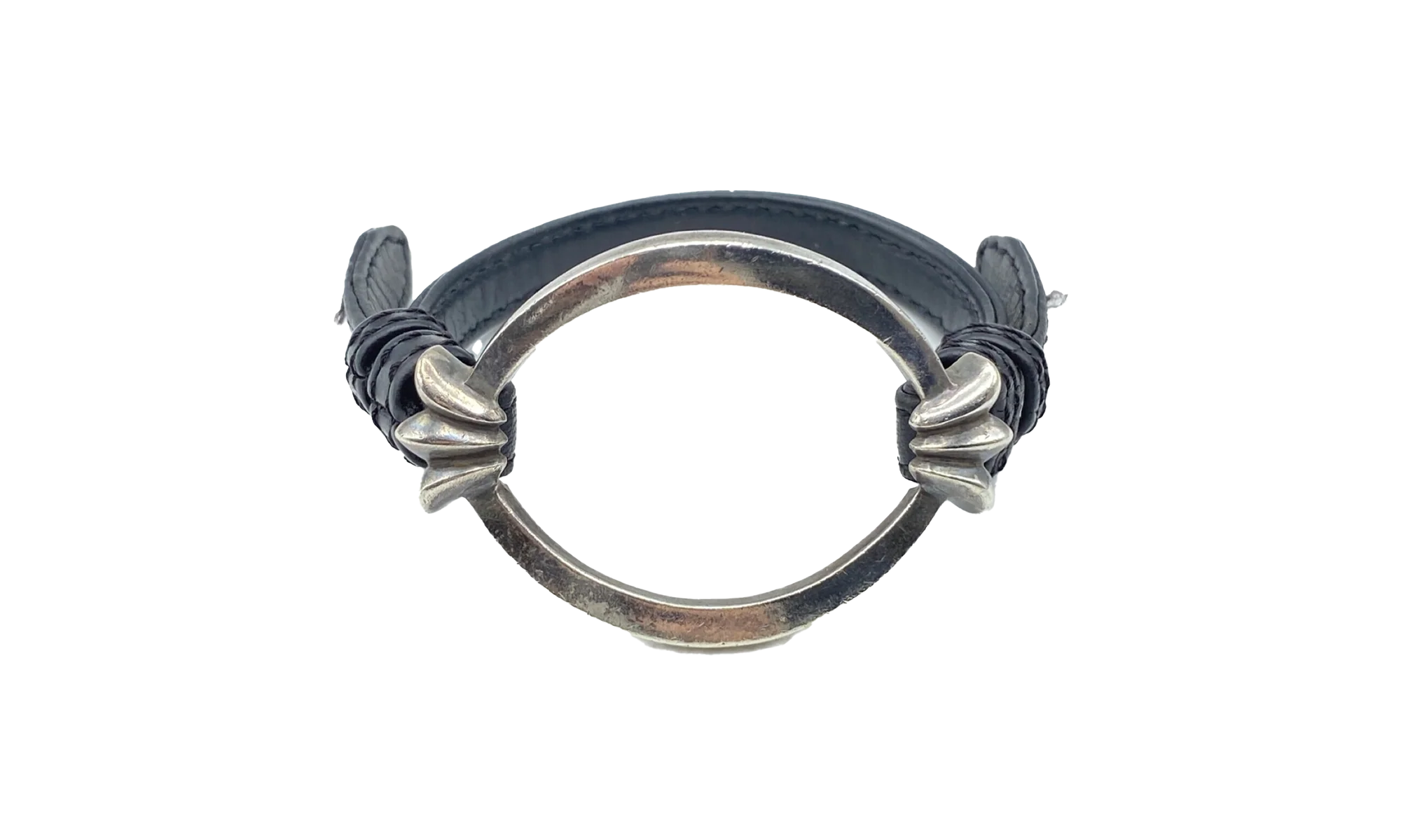 Open Oval Leather Bracelet "Black" CHRM0696