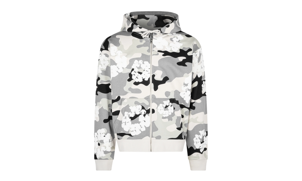 Cotton Wreath Zip Hoodie "White Camo" DT063