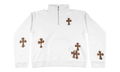 Cross Patch Quarter Zip Sweatshirt "White / Leopard" CHRM1079